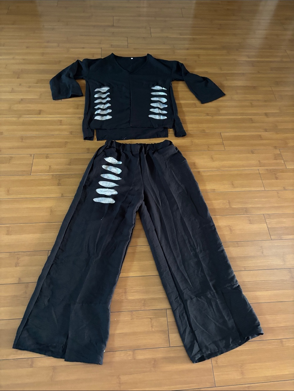 Black Women's Skeleton Two-Piece Halloween Set by